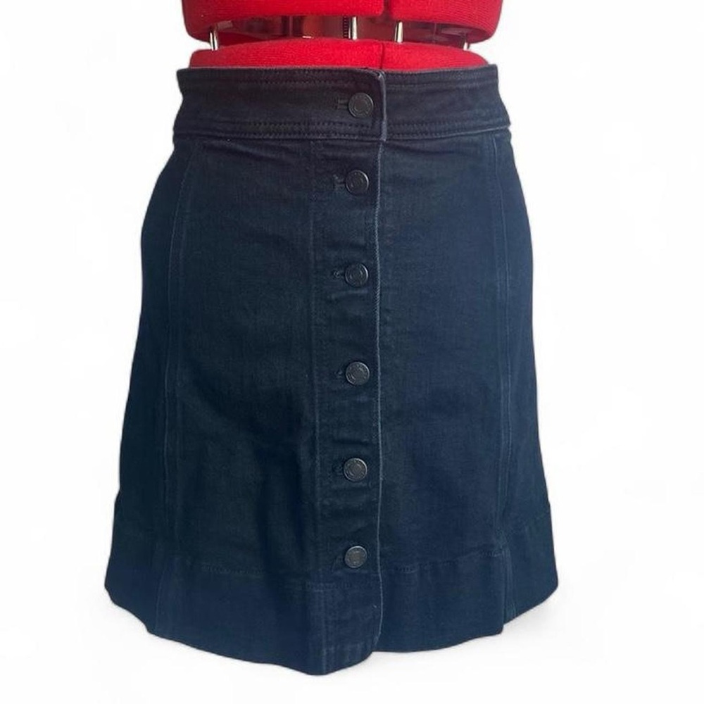 J. Crew Black Button-Front A-Line Denim Skirt